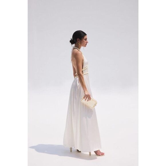 Cult Gaia Silk Salee open-back gown white US8 - Picture 3 of 12